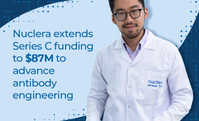 Nuclera extends Series C funding to $87M to advance antibody engineering with photo of Dr Michael Chen, CEO and co-founder, Nuclera in a lab coat.